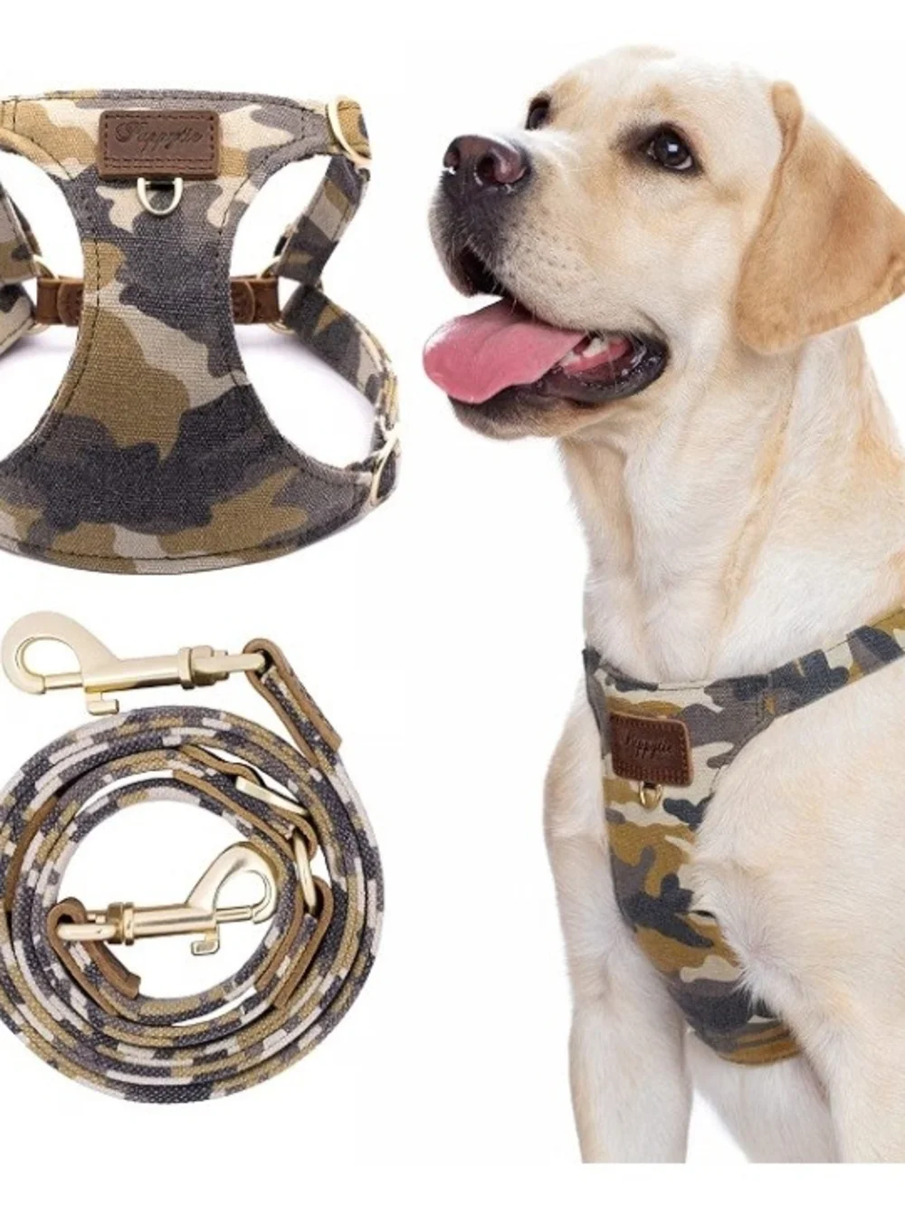 Puppytie Camo Dog Harness and Leash Set Size Medium NWT